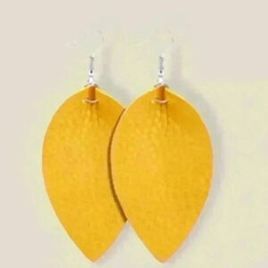 Leaf Leather Teardrop Earrings